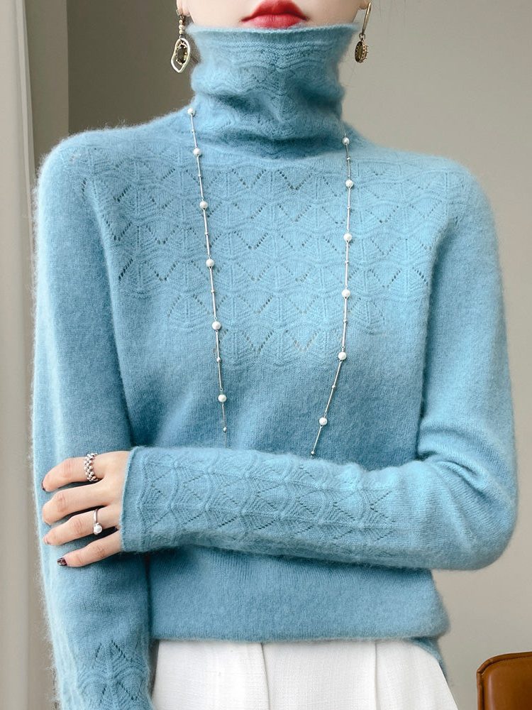 Cashmere Turtleneck Sweater with Textured Knit for Women