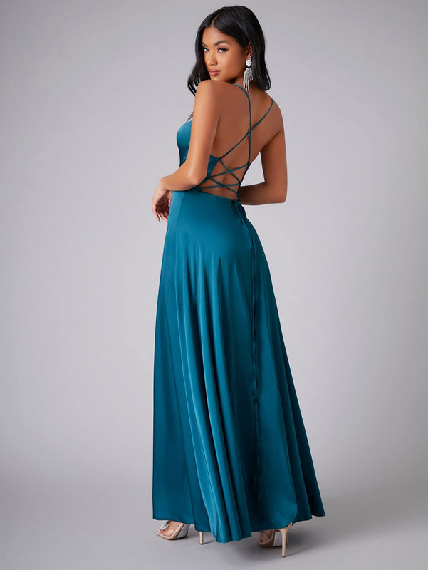 Women's Spring-Summer Sleeveless Maxi Dress in a Silk Blend with a Flowing Cut