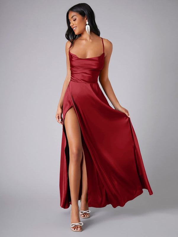 Women's Spring-Summer Sleeveless Maxi Dress in a Silk Blend with a Flowing Cut
