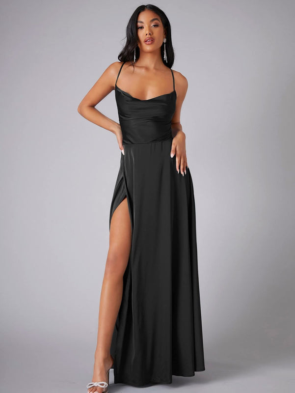 Women's Spring-Summer Sleeveless Maxi Dress in a Silk Blend with a Flowing Cut