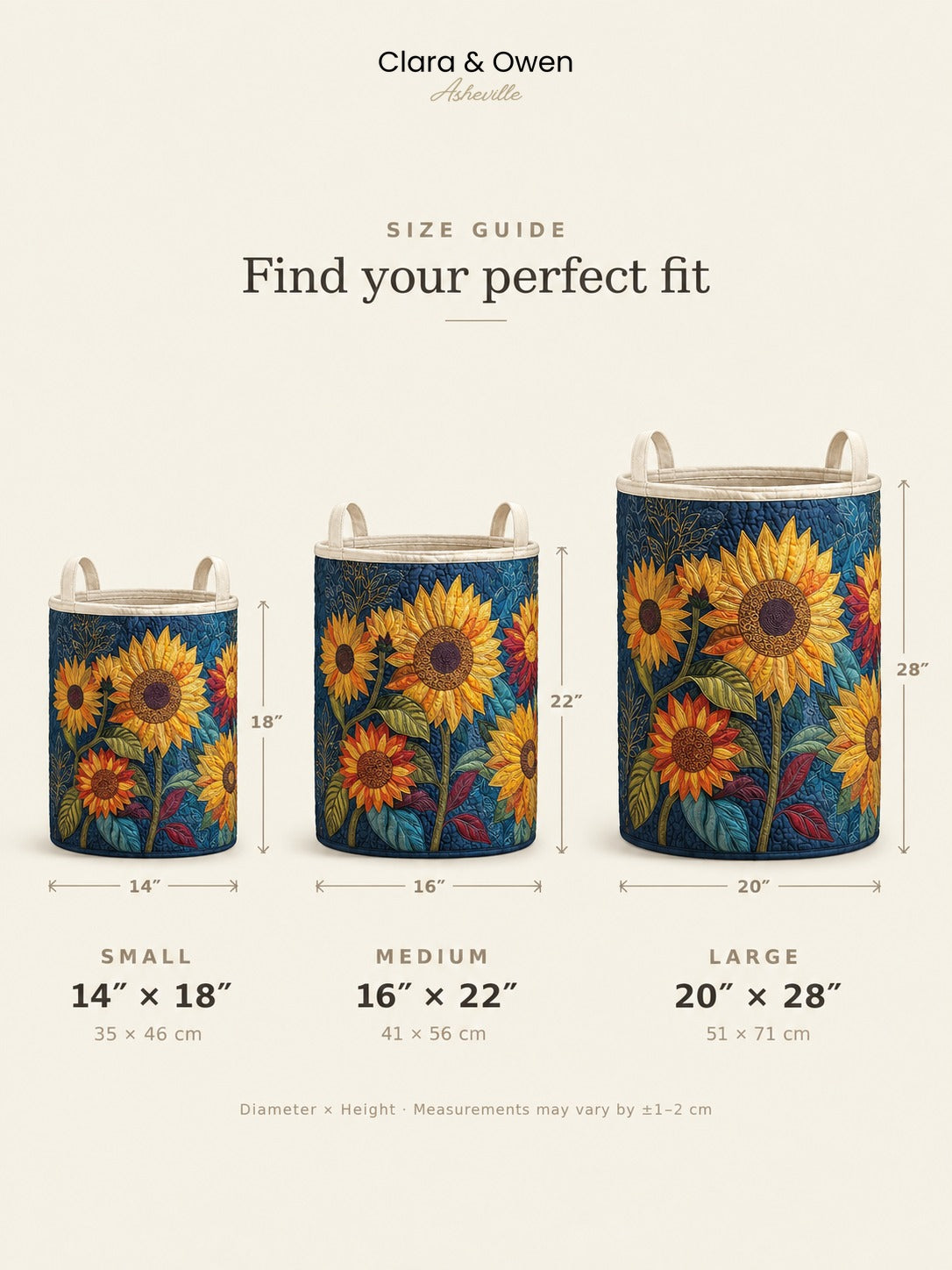 Lined Floral Laundry Basket with Sturdy Handles, Freestanding Fabric Laundry Basket