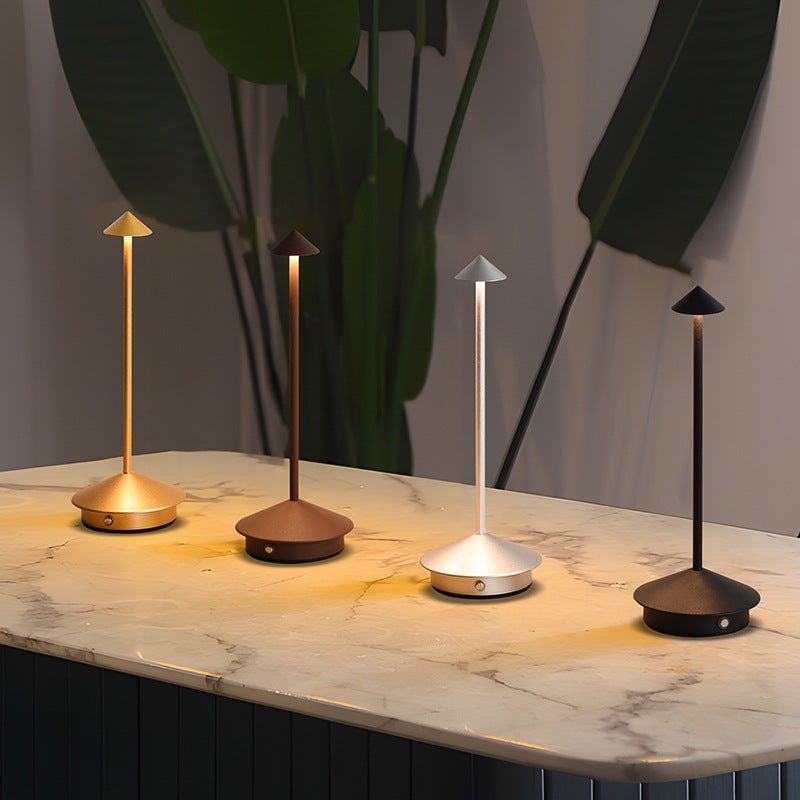 Cordless Table Lamp with Rechargeable Battery LED Portable Lighting with Conical Shade