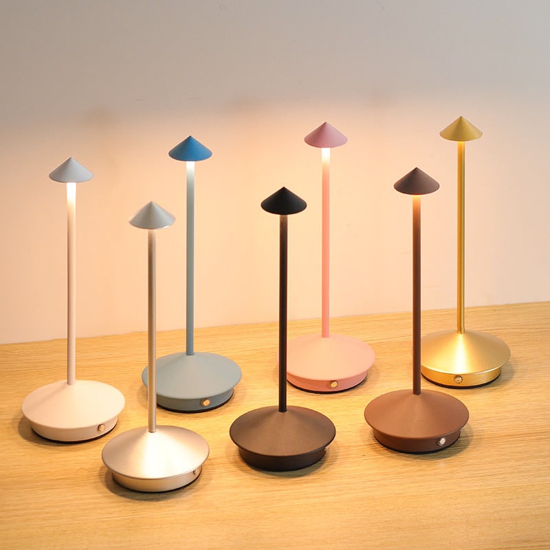 Cordless Table Lamp with Rechargeable Battery LED Portable Lighting with Conical Shade