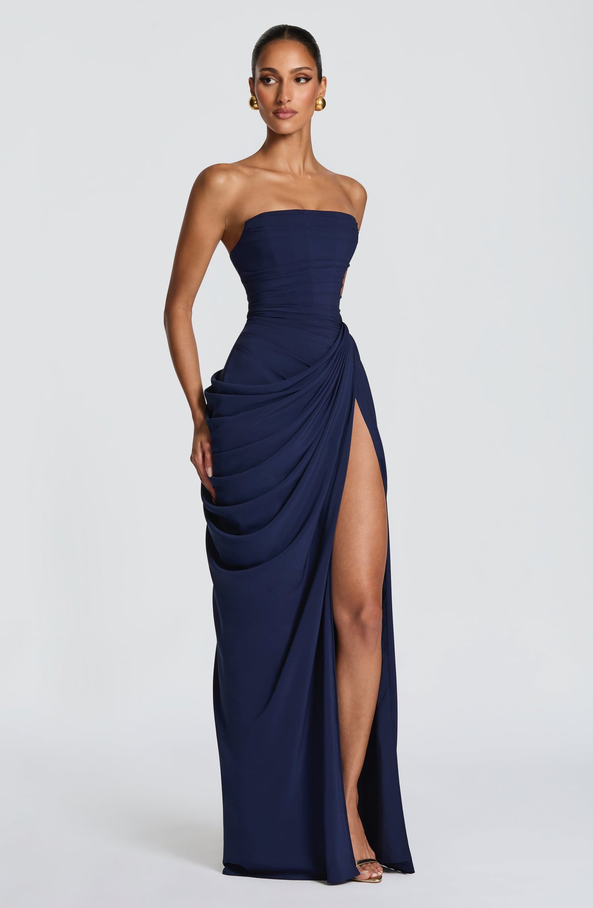 Lois strapless corset maxi dress with high slit