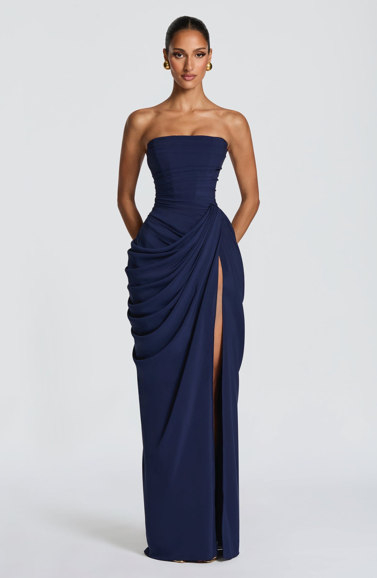 Lois strapless corset maxi dress with high slit
