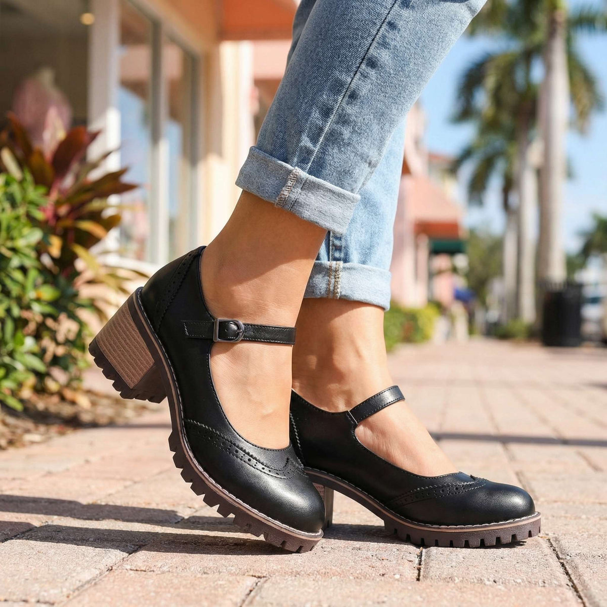 Vintage women's Mary Jane shoes with adjustable strap