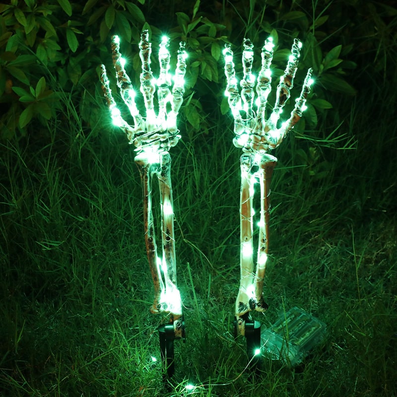 Halloween Yard Decorations Skeleton Sign with Stakes LED Light Up Outdoor Prop