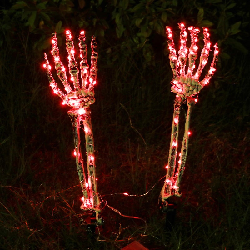 Halloween Yard Decorations Skeleton Sign with Stakes LED Light Up Outdoor Prop