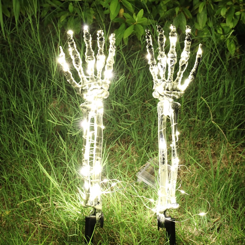 Halloween Yard Decorations Skeleton Sign with Stakes LED Light Up Outdoor Prop