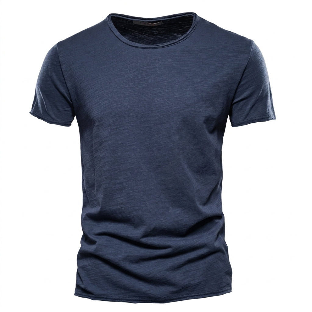 Men's Crew-Neck T-Shirt with Slub Yarn Texture