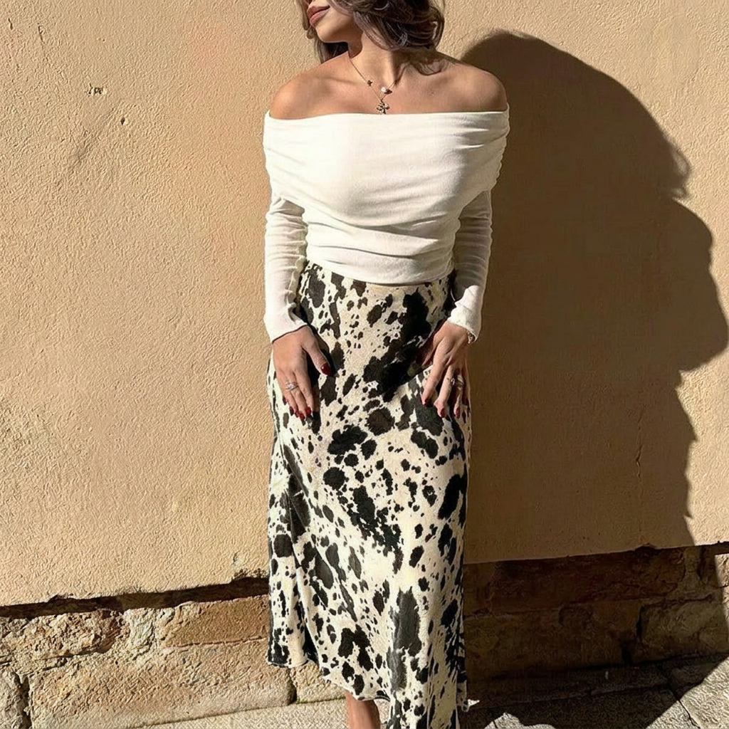 Women’s A-Line Skirt with Chic Animal Pattern