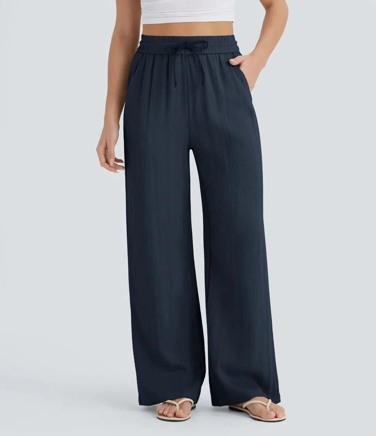 High-Rise Wide Leg Linen Pants for Women
