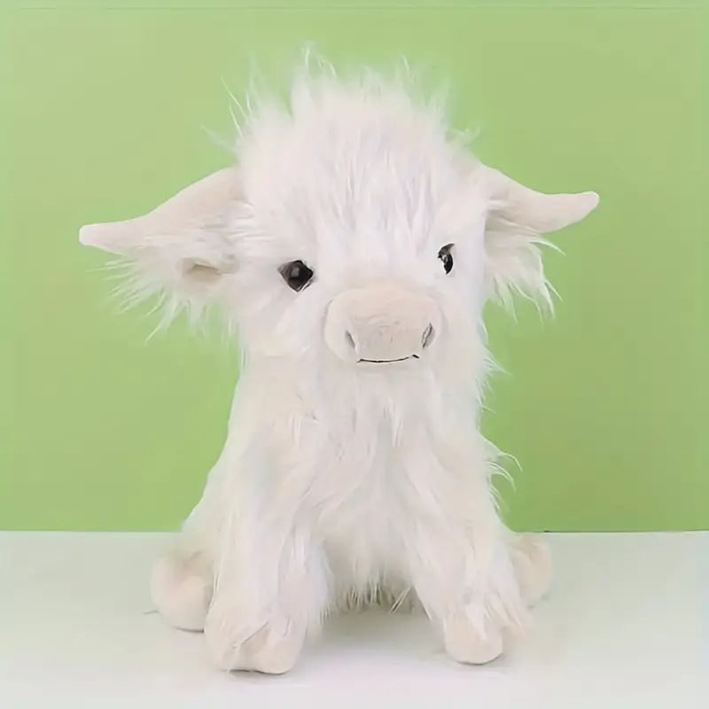 Highland Cow Stuffed Animal with Shaggy Plush and Embroidered Details