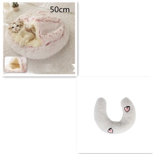 Hooded Cat Bed with Cave Design and Plush Doughnut Shape Enclosed Cosy Pet with Cushioned Rim