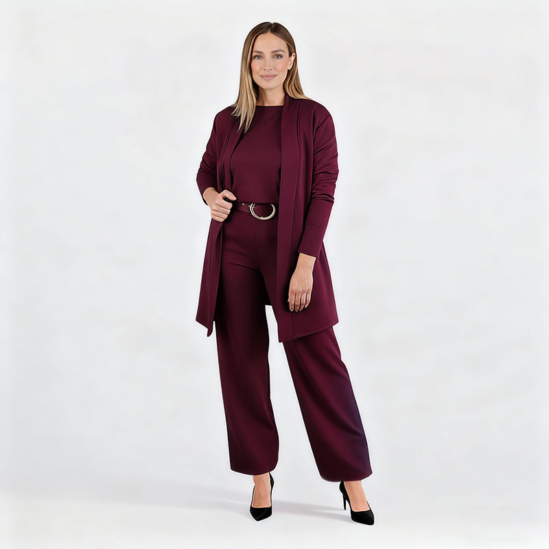 3-piece comfort set: cardigan, top and trousers