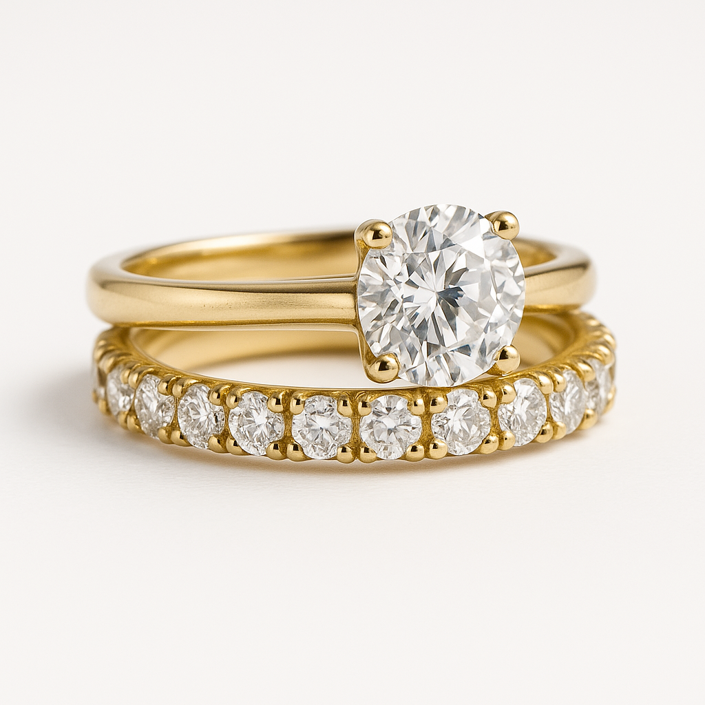 Gold diamond ring set