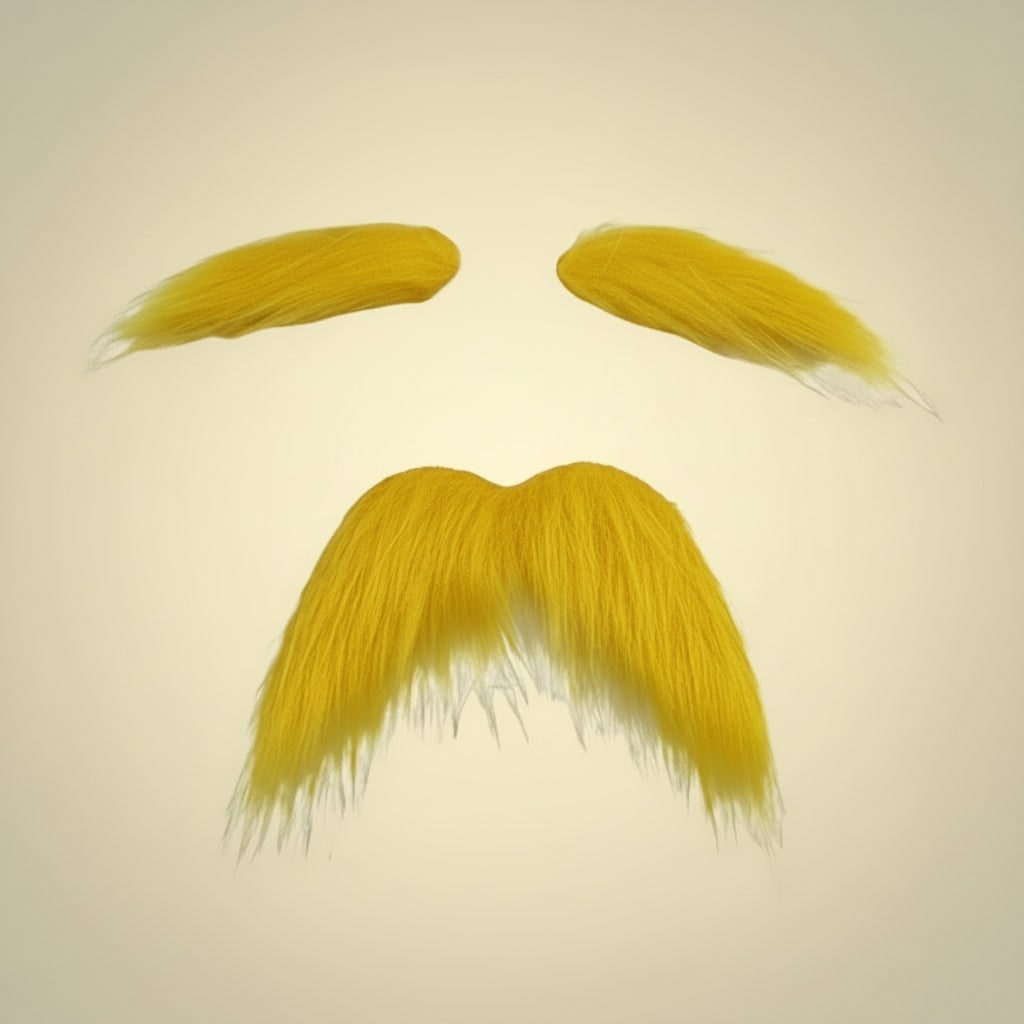 Kids' Halloween Costume Moustache and Fake Beard with Self Adhesive Eyebrows Set Bushy Yellow