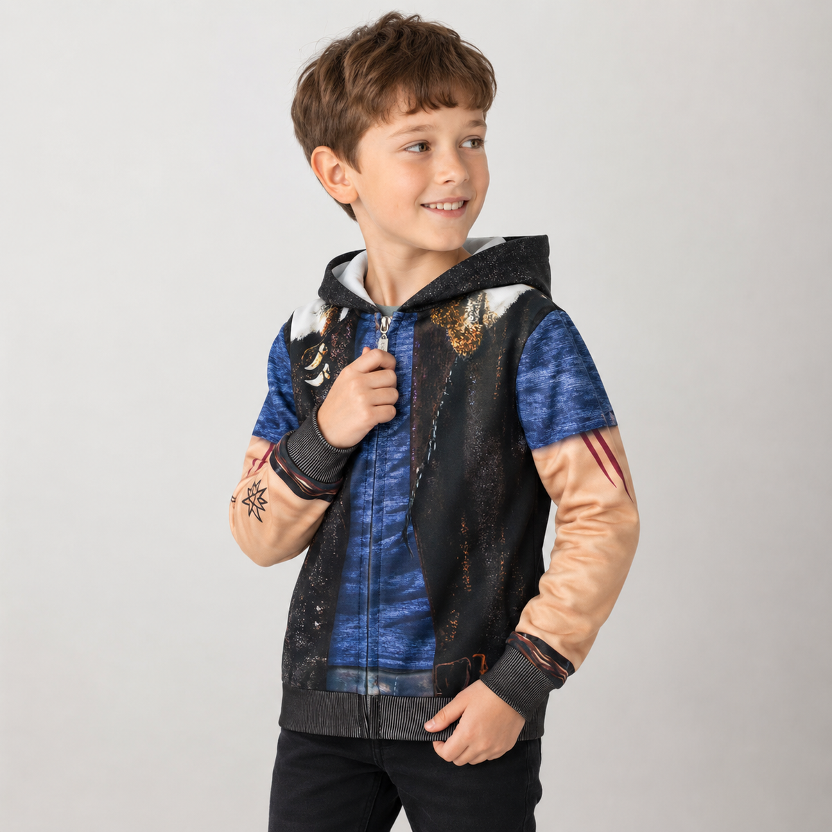 Kids' Halloween Costume and Zip-Up with Printed Design Funny
