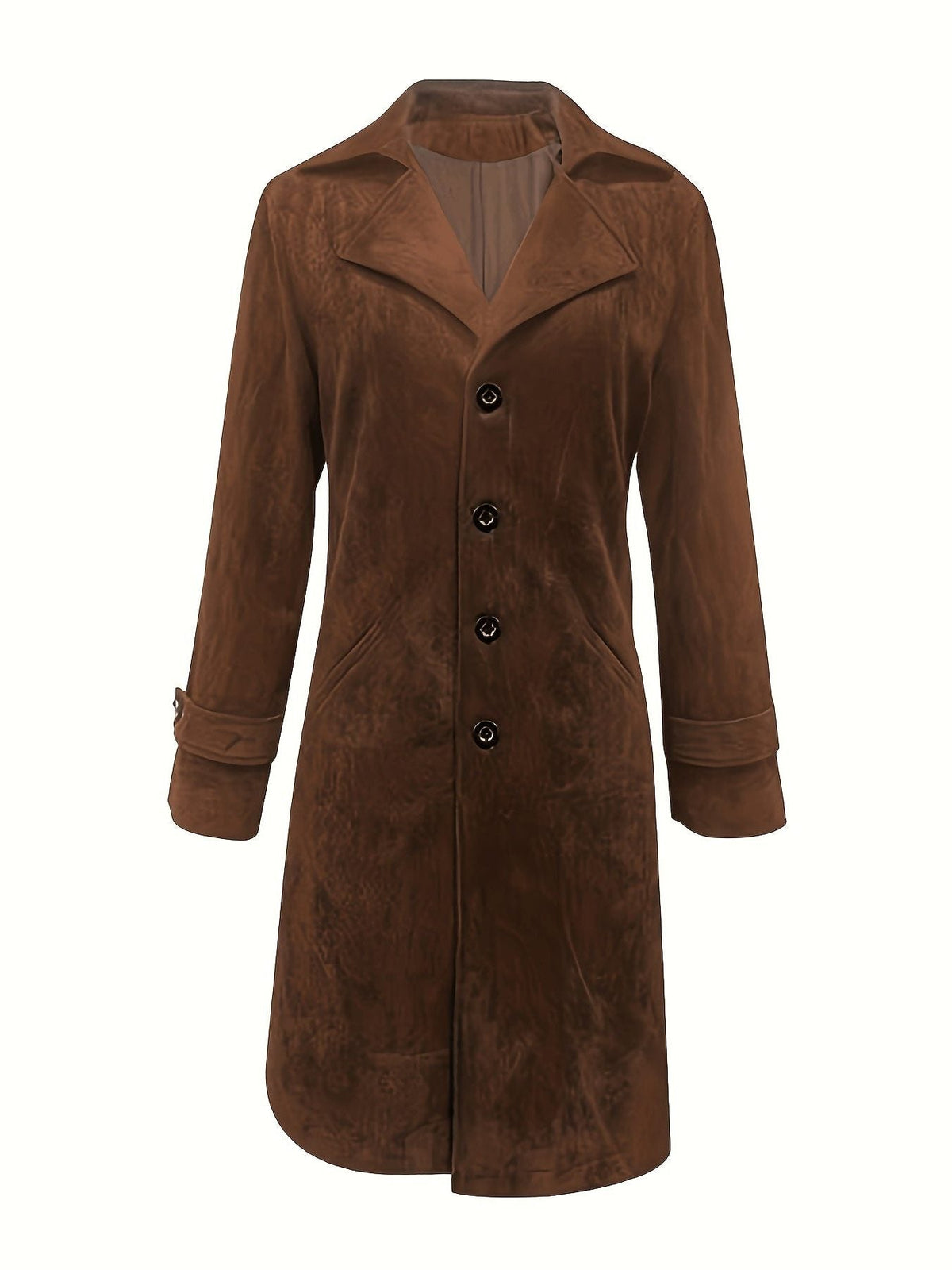 Suede Longline Coat with Lapels for Women