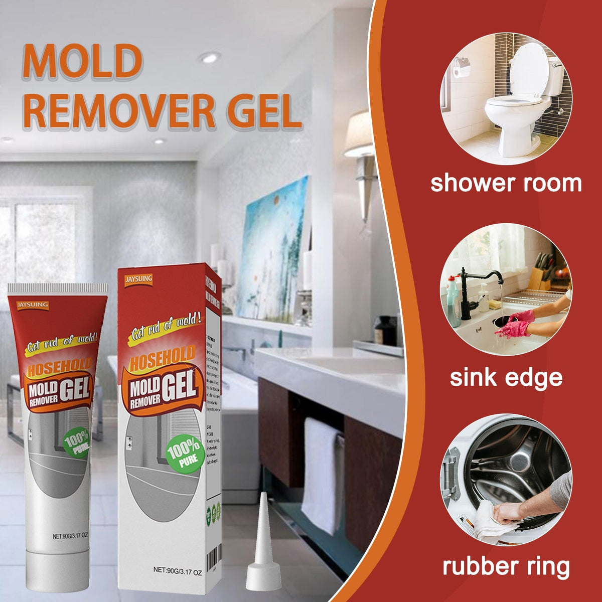 Mould and Mildew Remover Gel with Applicator Nozzle for Bathroom Tile Grout