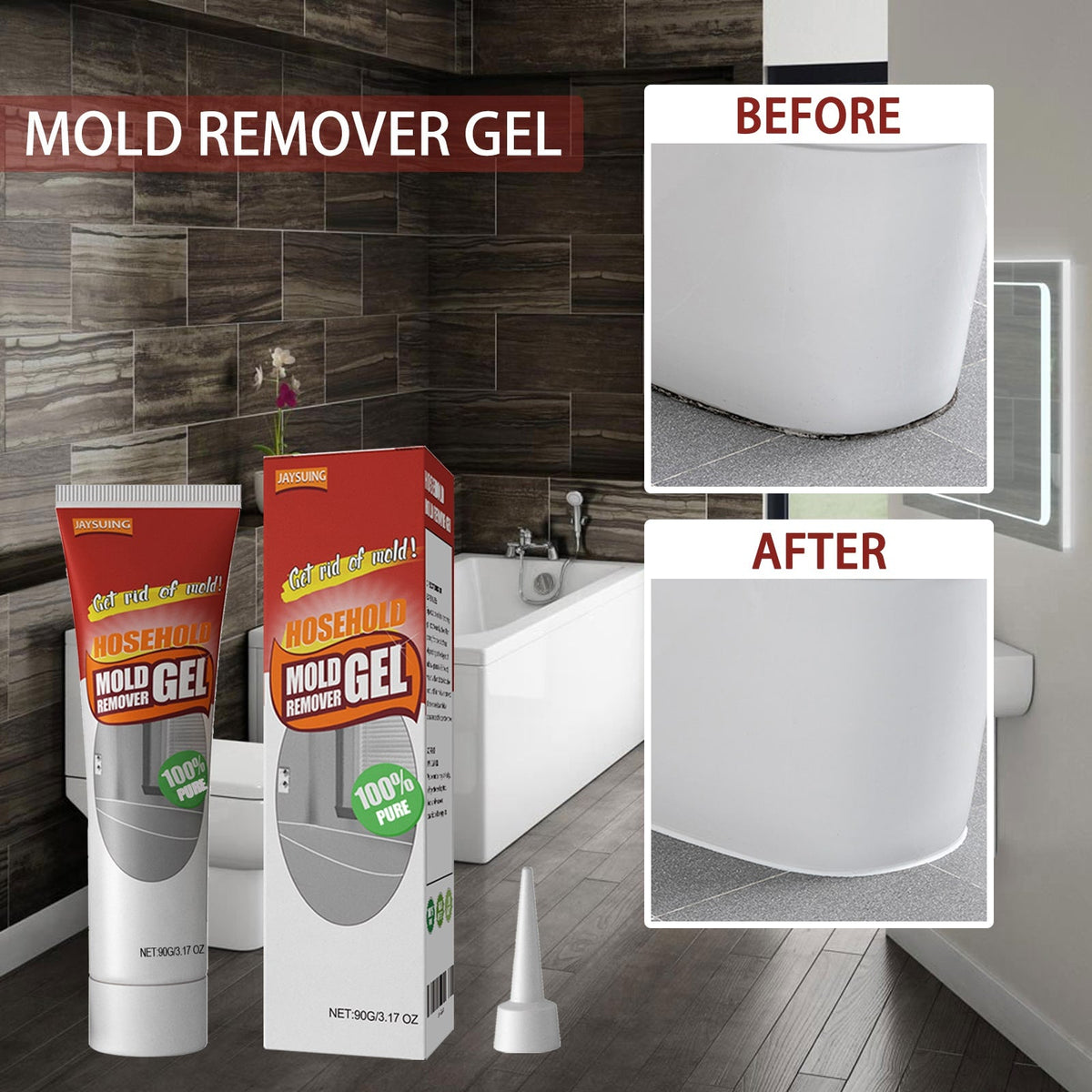 Mould and Mildew Remover Gel with Applicator Nozzle for Bathroom Tile Grout