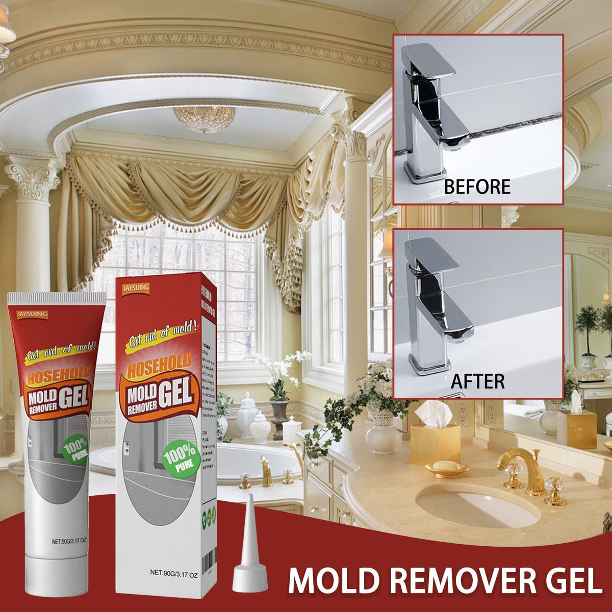Mould and Mildew Remover Gel with Applicator Nozzle for Bathroom Tile Grout