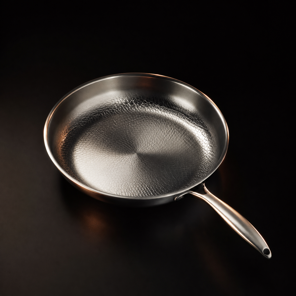 Hand-Hammered Titanium Frying Pan Set with 2 Lids, 5 Sizes (8–12 inch)