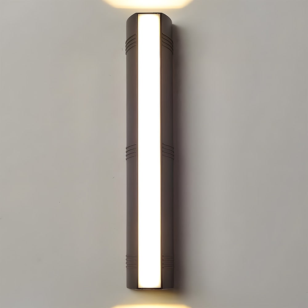 Outdoor Wall Sconce with Up and Down LED Lighting and Modern Architectural Design