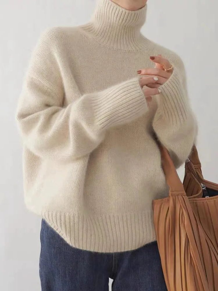 Cashmere Oversized Sweater with Turtleneck for Women