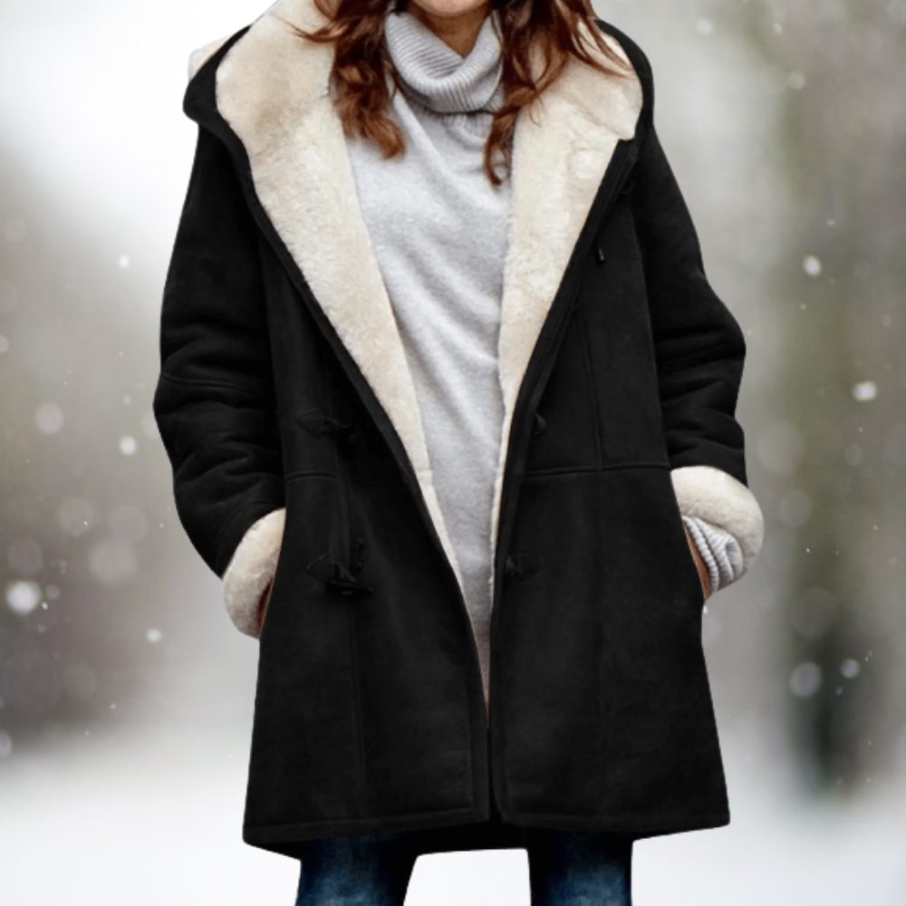 Sherpa-Lined Oversized Parka with Toggle Buttons for Women
