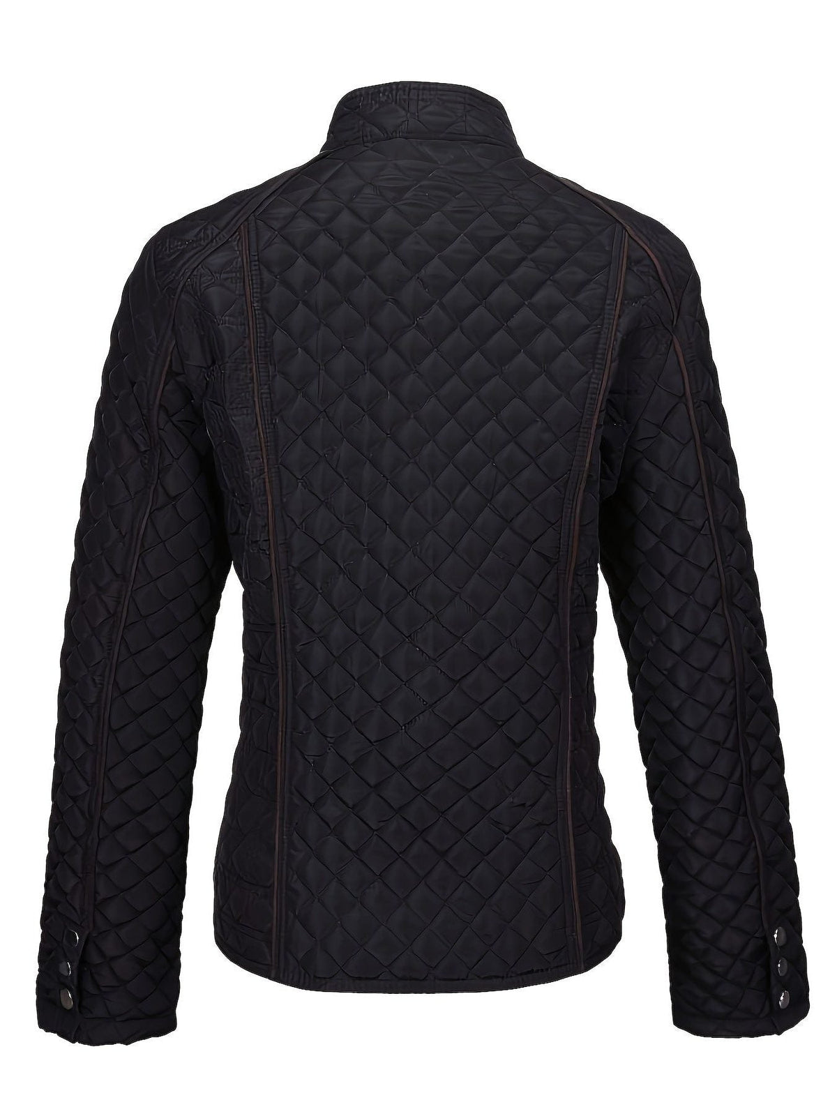Quilted Jacket with Stand Collar and Zip for Women