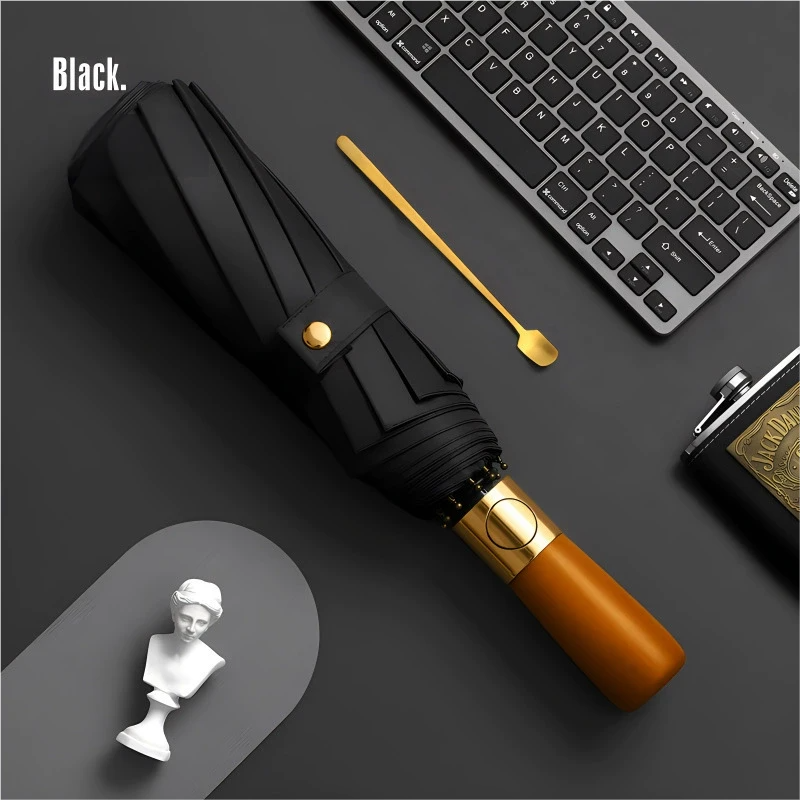 Repel Windproof Travel Umbrella with Wooden Handle and Automatic Folding