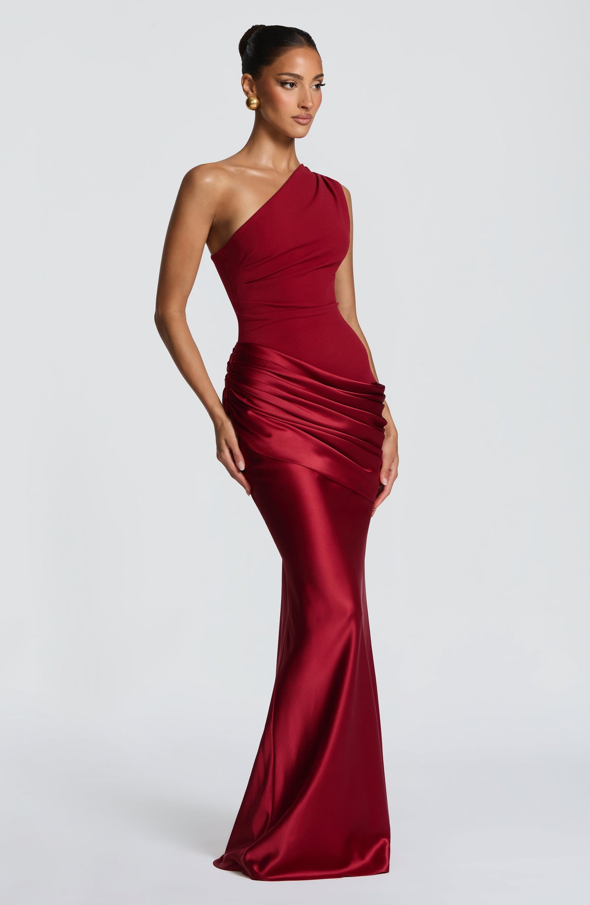 Abbey One-Shoulder Satin Maxi Dress