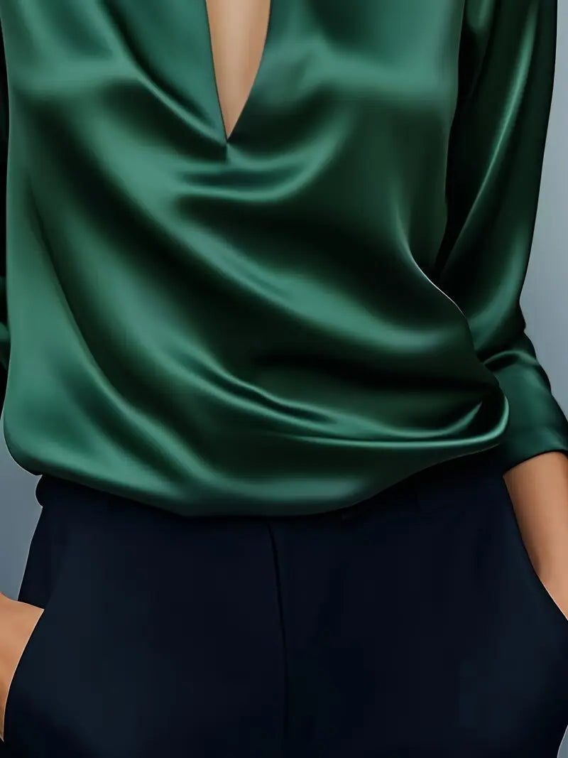 Satin V-Neck Blouse for Women
