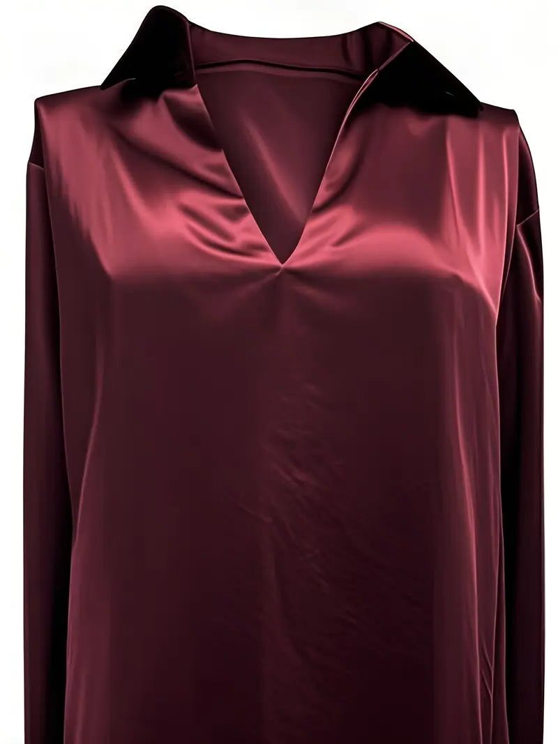 Satin V-Neck Blouse for Women