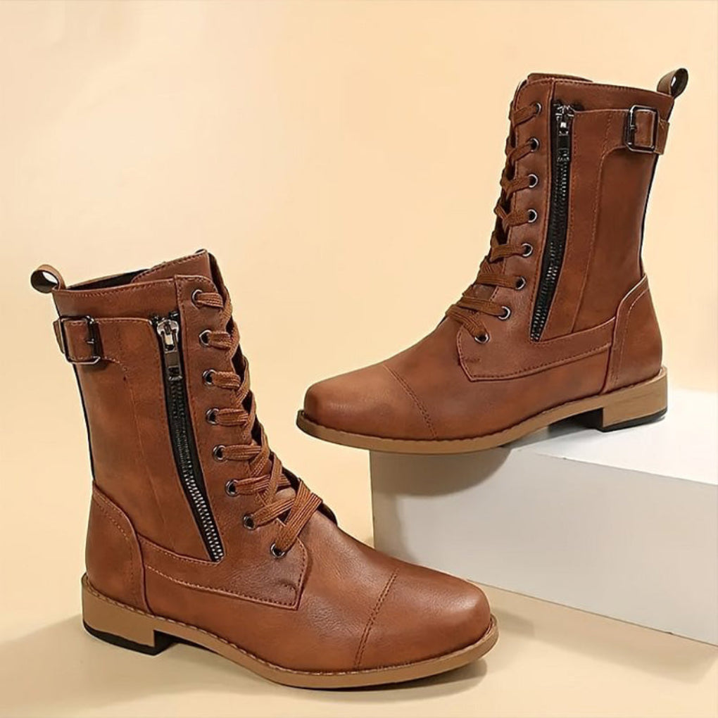 Women's Wide Fit Leather Boots with Cushioned Support
