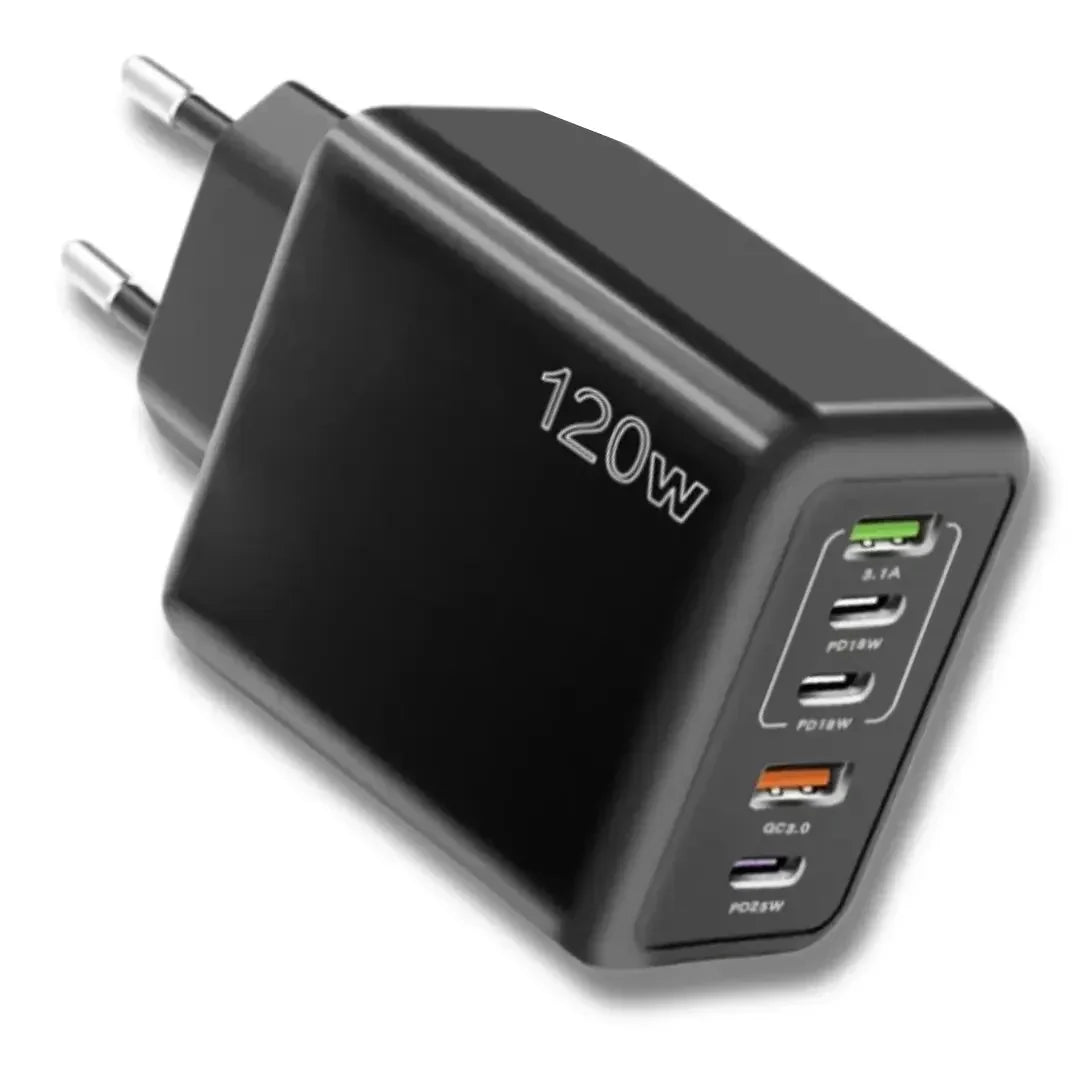 5-Port USB Wall Charger – 2× USB-A + 3× USB-C, Quick Charge 3.0
