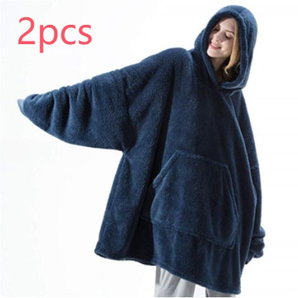 Wearable Blanket Hoodie with Oversized Fleece and Kangaroo Pocket