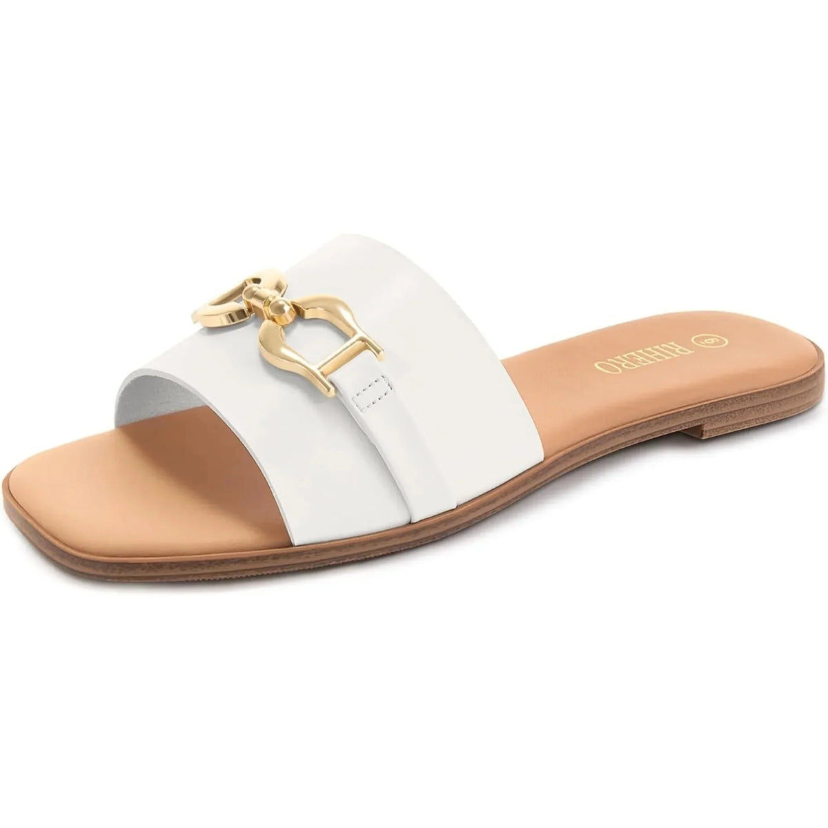 Women's Woven Slide Sandals with Decorative Buckle Accent