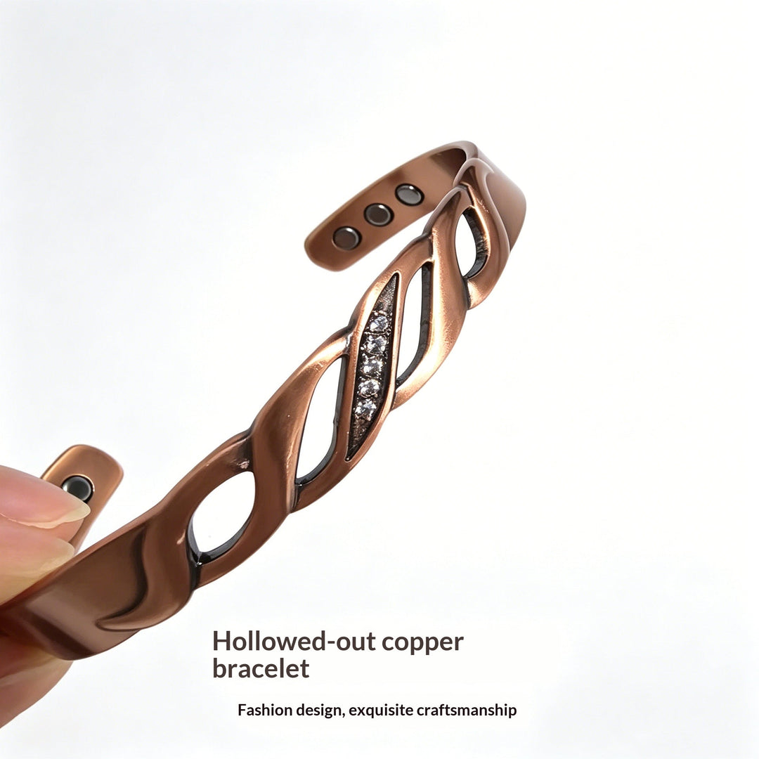 Pure Red Copper Bracelet Magnetic Zircon Purple Copper Braided Infinity Symbol Bangle Magnet Adjustable
