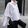 Women's Oversized Blouse with Structured Cut and Fashionable Sleeves