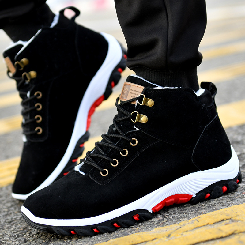 Men's Winter Lace-Up Ankle Boots with Flat Sole