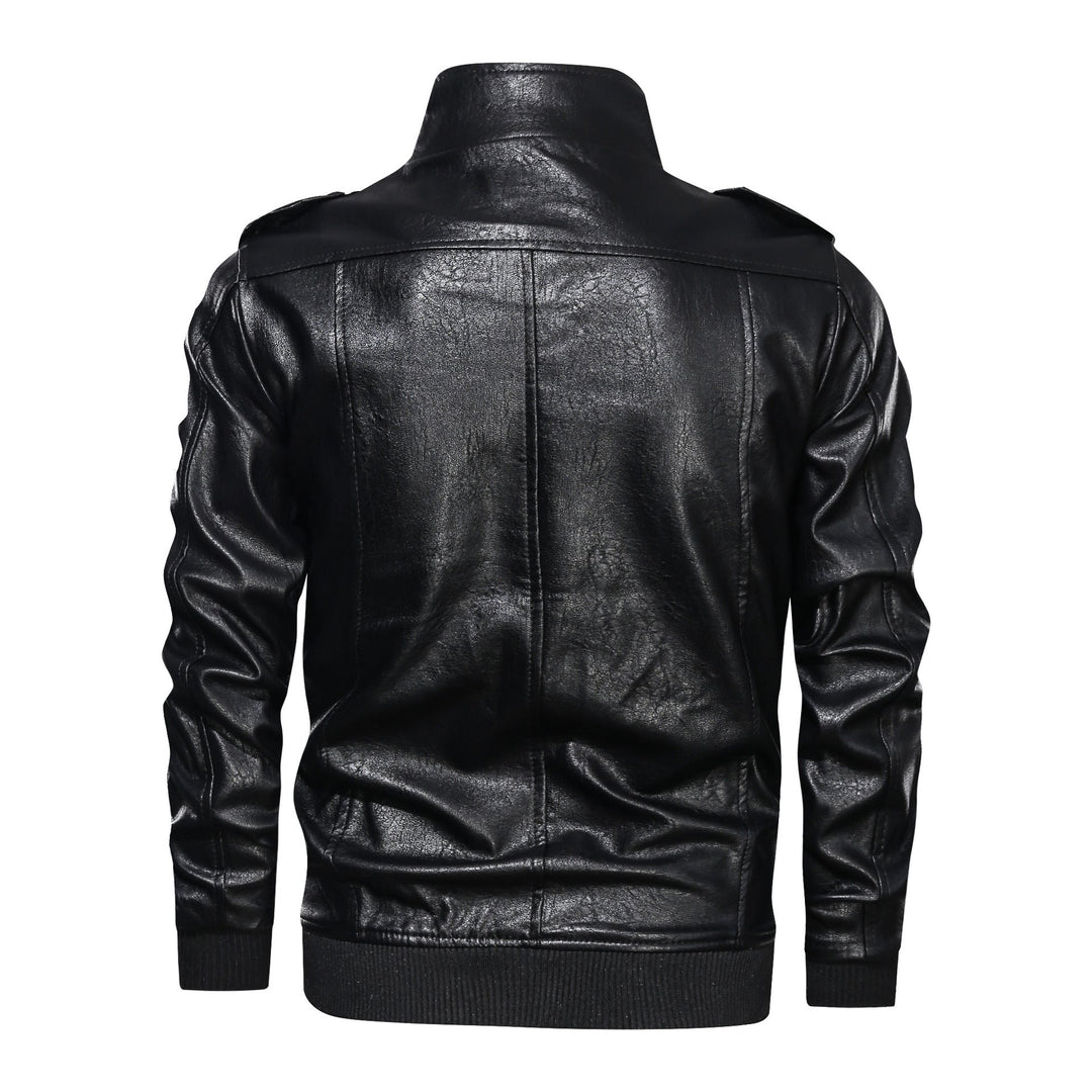 Elegant leather jacket for men with practical zip pockets and a trendy stand-up collar Chic und Stil