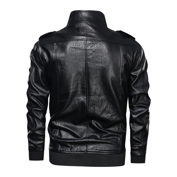 Elegant leather jacket for men with practical zip pockets and a trendy stand-up collar Chic und Stil