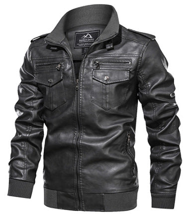 Elegant leather jacket for men with practical zip pockets and a trendy stand-up collar Chic und Stil