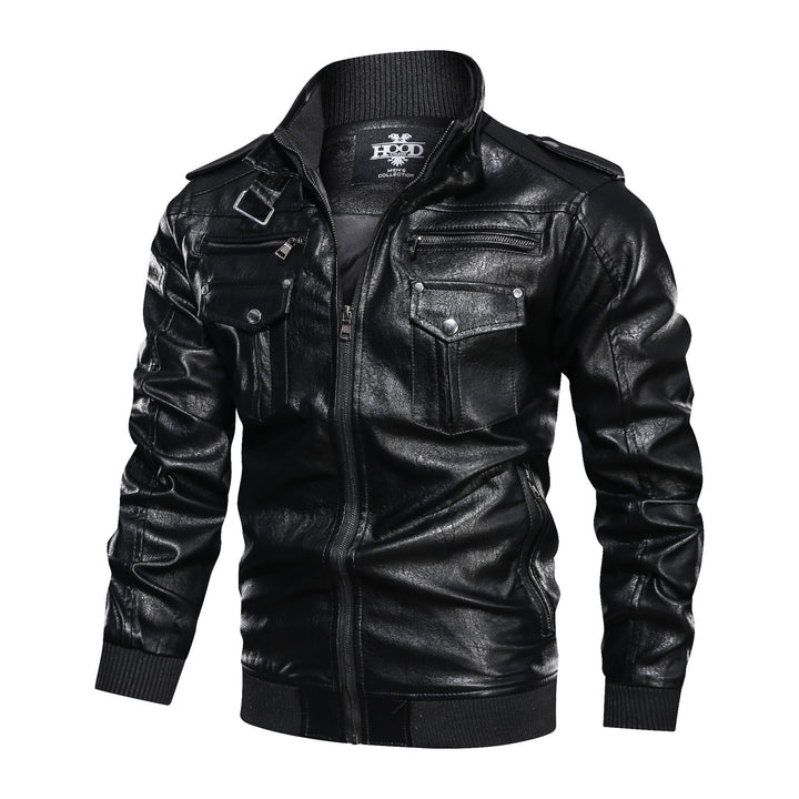 Elegant leather jacket for men with practical zip pockets and a trendy stand-up collar Chic und Stil