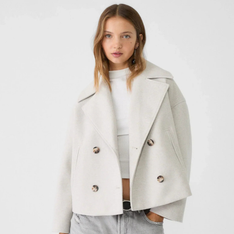 Modern Short Coat with Double-Breasted Front for Women
