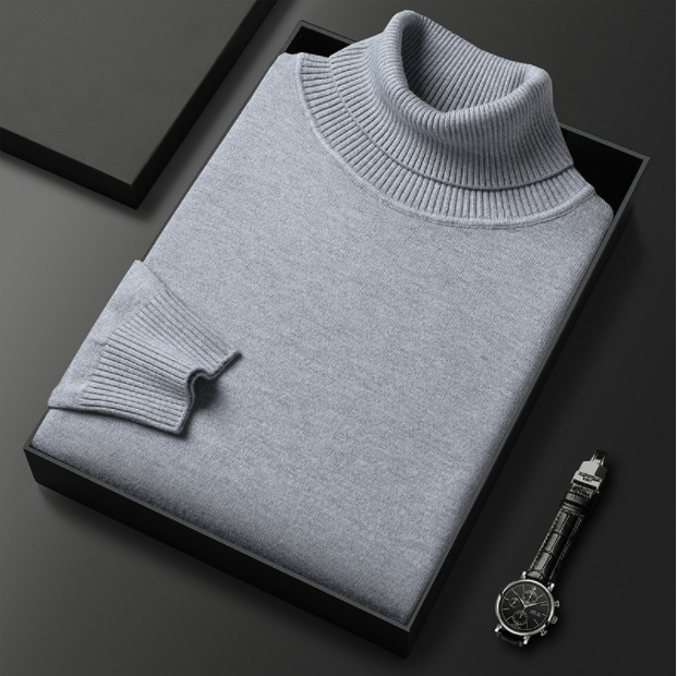 Men's Winter Roll-Neck Jumper with Long Sleeves