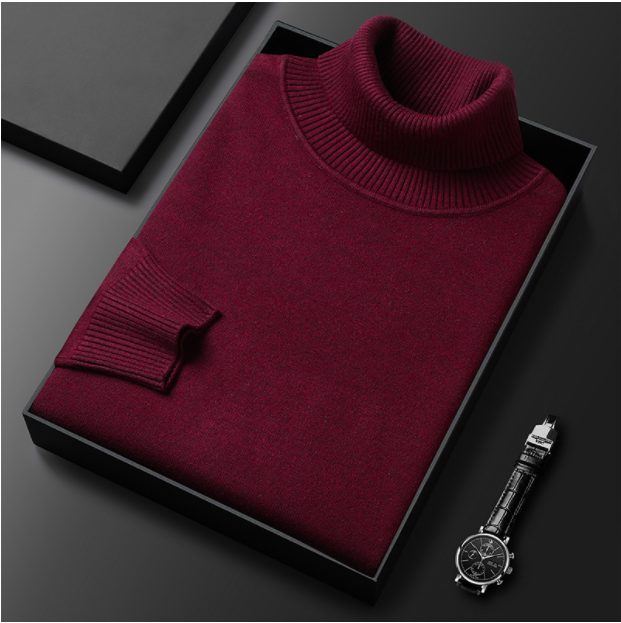 Men's Winter Roll-Neck Jumper with Long Sleeves