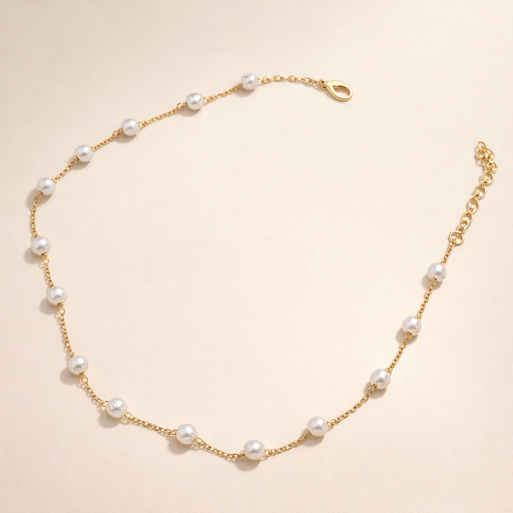 Minimalist Gold Necklace with Subtle Cubic Zirconia Stones